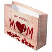 Happy Moederdag Roos Heart Bouquet Large Cadeautasje (Voorkant Gekanteld)