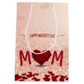 Happy Moederdag Roos Heart Bouquet Medium Cadeauzakje (Achterkant)