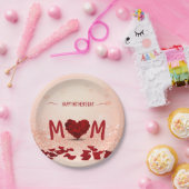 Happy Moederdag Roos Heart Bouquet Papieren Bordje (Feest)