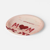 Happy Moederdag Roos Heart Bouquet Papieren Bordje (Gekanteld)