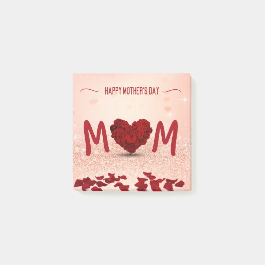 Happy Moederdag Roos Heart Bouquet Post-it® Notes (Voorkant)
