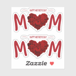 Happy Moederdag Roos Heart Bouquet Sticker