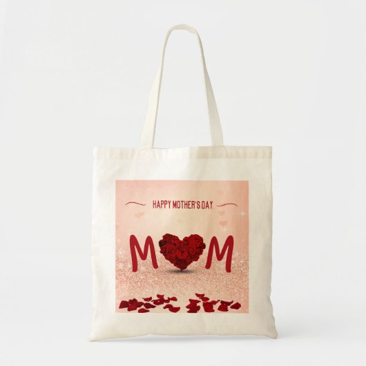 Happy Moederdag Roos Heart Bouquet Tote Bag (Voorkant)