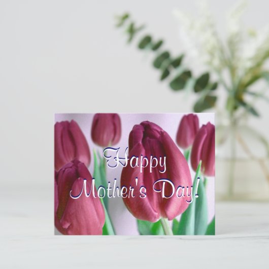 Happy Moederdag Rosey Tulips Briefkaart (Staand voorkant)