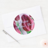 Happy Moederdag Rosey Tulips Ronde Sticker (Envelop)