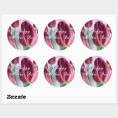 Happy Moederdag Rosey Tulips Ronde Sticker (Vel)