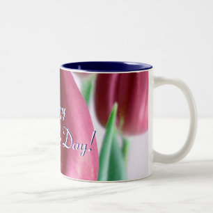 Happy Moederdag Rosey Tulips Tweekleurige Koffiemok