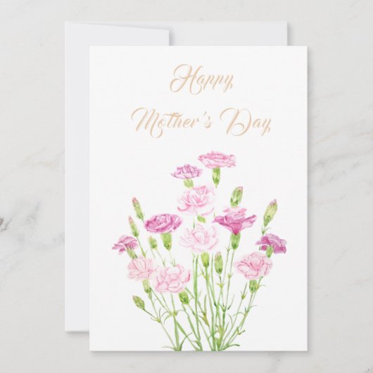 happy moederdag roze anjer - kaart (Voorkant)