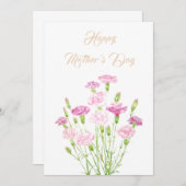 happy moederdag roze anjer - kaart (Voorkant / Achterkant)