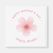 Happy Moederdag roze bloem wit Magneet (Voorkant)
