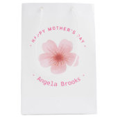 Happy Moederdag roze bloem wit Medium Cadeauzakje (Voorkant)