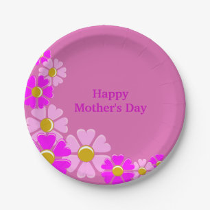Happy Moederdag roze bloemen Bord