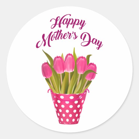 Happy Moederdag roze bloemen Bouquet Design Ronde Sticker (Voorkant)