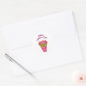 Happy Moederdag roze bloemen Bouquet Design Ronde Sticker (Envelop)