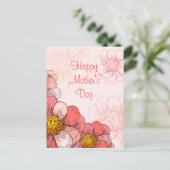 Happy Moederdag roze bloemen Briefkaart (Staand voorkant)