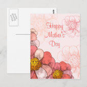 Happy Moederdag roze bloemen Briefkaart (Voorkant / Achterkant)