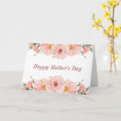 Happy Moederdag roze bloemen Kaart (Gele Bloem)