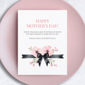 Happy Moederdag Roze Bloemen Zwart Bow Beste Mama Feestdagenkaart