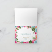 Happy Moederdag Roze & Blue Flowers Lijst Kaart (Binnen)