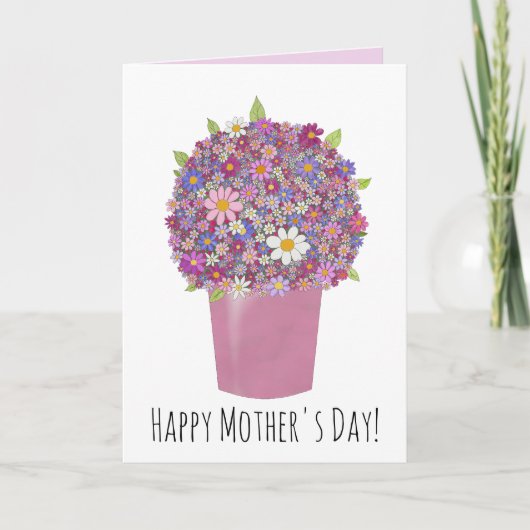 Happy Moederdag Roze bouquet of bloemen", Kaart (Voorkant)