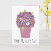 Happy Moederdag Roze bouquet of bloemen", Kaart (Gele Bloem)
