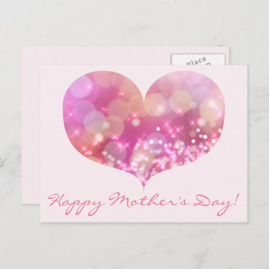 Happy Moederdag | Roze Briefkaart van het hart (Voorkant / Achterkant)