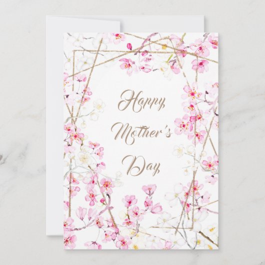 happy moederdag roze cherry blossom card kaart (Voorkant)