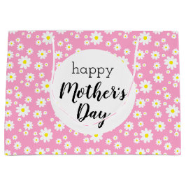 Happy Moederdag roze Daisy Flower Pattern Groot Cadeauzakje