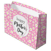 Happy Moederdag roze Daisy Flower Pattern Groot Cadeauzakje (Achterkant Gekanteld)