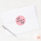 Happy Moederdag Roze en Black Butterflies Ronde Sticker (Envelop)