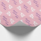 Happy Moederdag Roze en Paarse Patroon Cadeaupapier (Hoek)