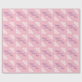 Happy Moederdag Roze en Paarse Patroon Cadeaupapier (Vlak)