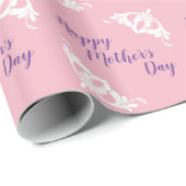 Happy Moederdag Roze en Paarse Patroon Cadeaupapier (Rol Hoek)