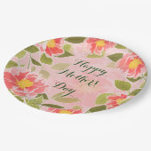 Happy Moederdag, roze floral design, Papieren Bordje (Gekanteld)