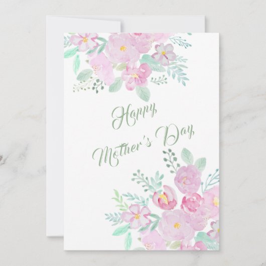 happy moederdag roze flower kaart (Voorkant)