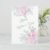 happy moederdag roze flower kaart (Staand voorkant)