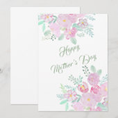 happy moederdag roze flower kaart (Voorkant / Achterkant)