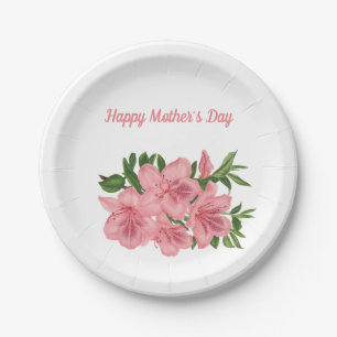 Happy Moederdag roze Flowers Design Papieren Bordje