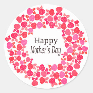 Happy Moederdag roze Flowers Design Ronde Sticker