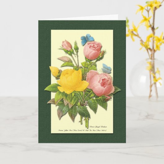 Happy Moederdag roze geel  Rozen Kaart (Gele Bloem)