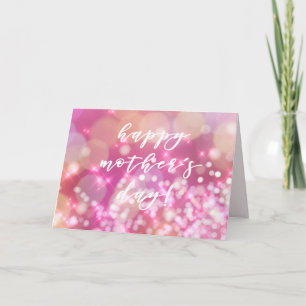 Happy Moederdag   Roze glitter Kaart
