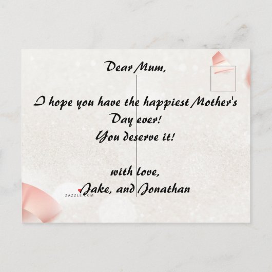 Happy Moederdag | Roze hartfeestdag Kaart (Achterkant)