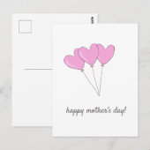 Happy Moederdag Roze Heart Shaped Balloons Briefkaart (Voorkant / Achterkant)