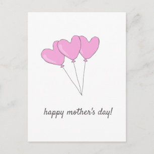 Happy Moederdag Roze Heart Shaped Balloons Briefkaart