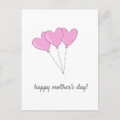 Happy Moederdag Roze Heart Shaped Balloons Briefkaart (Voorkant)