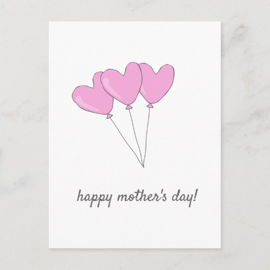 Happy Moederdag Roze Heart Shaped Balloons Briefkaart (Voorkant)