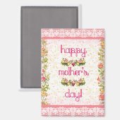 Happy Moederdag Roze Kant Stijl Magneet (Voorkant / Achterkant)