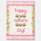 Happy Moederdag  Roze Kant Stijl Magneet (Voorkant)