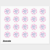 Happy Moederdag, roze krans - Glossy, Sm., Ronde Sticker (Vel)