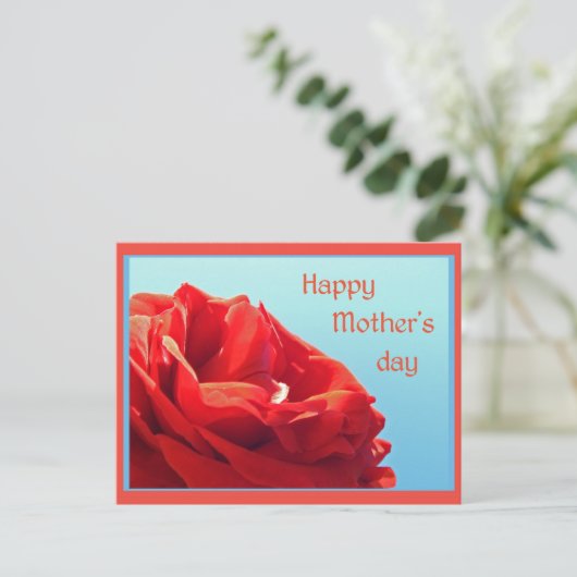 Happy Moederdag - roze roos Briefkaart (Staand voorkant)